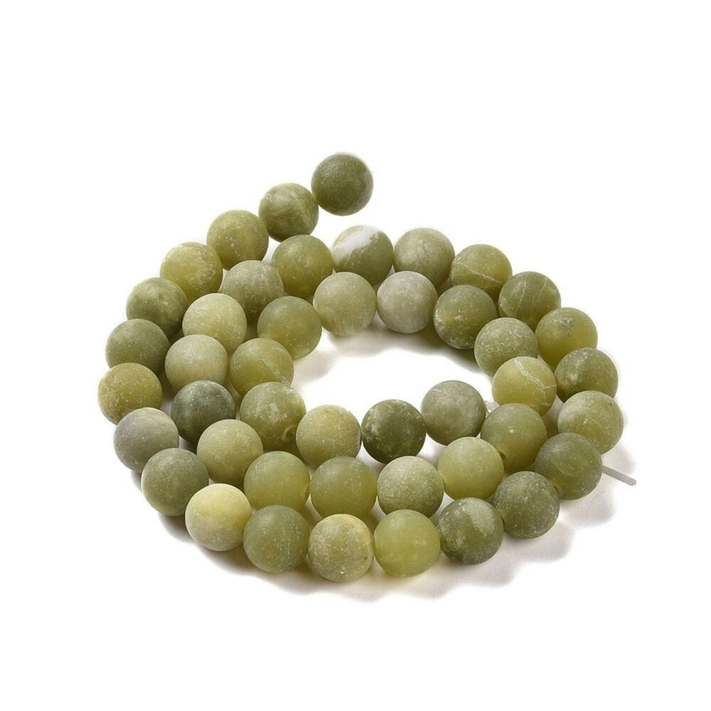 6MM Frosted Green Jade‎ Beads-ONE Gemstone Bead Strand-Jewelry Making Crafts NWT